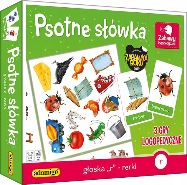 Psotne słówka. Głoska R - rerki. 3 gry logopedyczne Adamigo