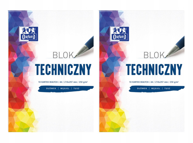 OXFORD Blok Techniczny A4 BIAŁY 10 Kartek 250g