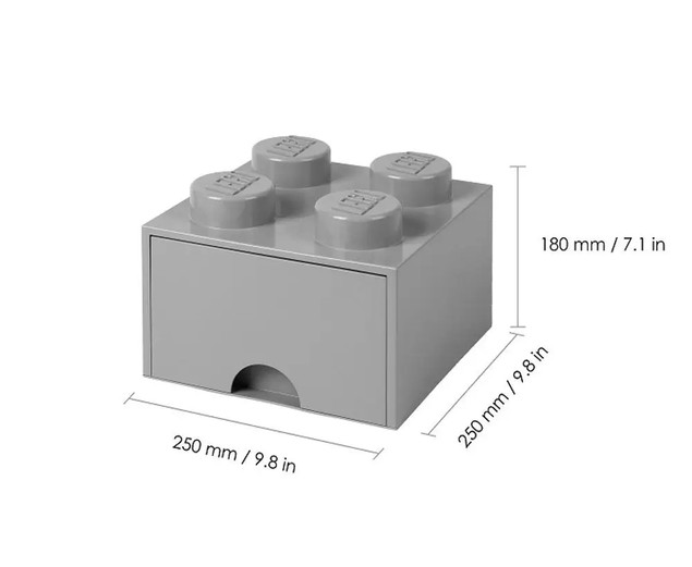 Pojemnik LEGO Brick 4 Szary z Szufladą na Klocki 40051740