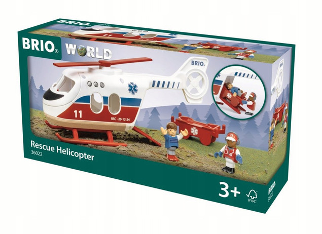 Helikopter ratunkowy Brio wielokolorowy z figurkami i noszami