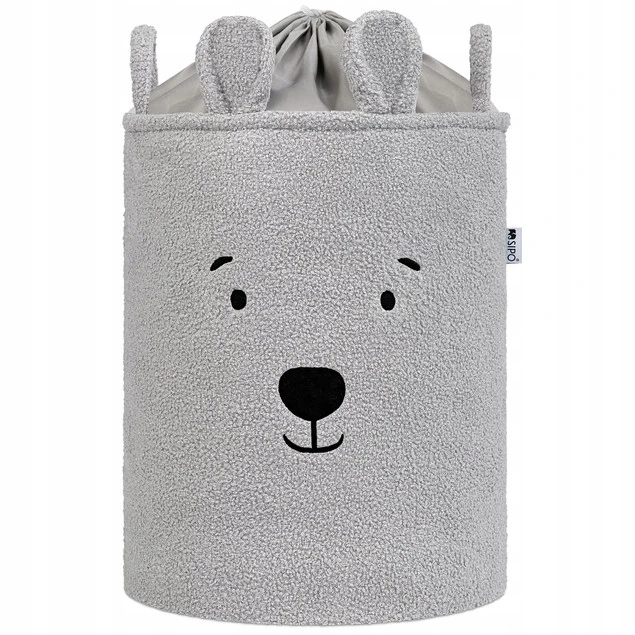 Kosz na zabawki SIPO Premium Boucle XL Szary Miś