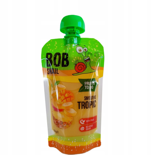 Mus owocowy 100% bez dodatku cukru BOB SNAIL Banan Ananas Mango 10х120 g