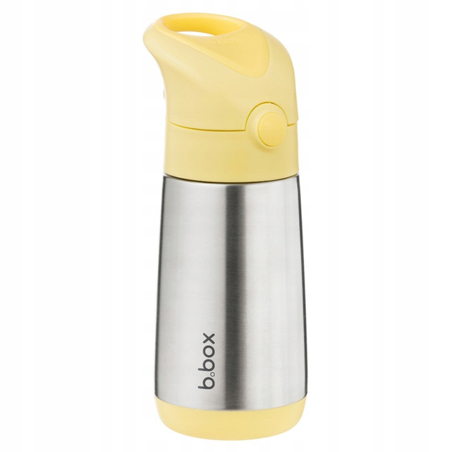B.box Butelka Termiczna dla Dzieci 12m+ Ze Słomką 350ml Lemon Twist Stalowa