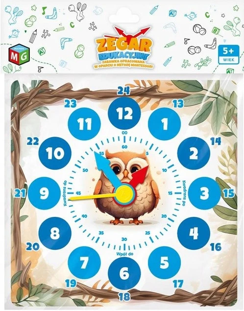 Zegar edukacyjny Sowa
