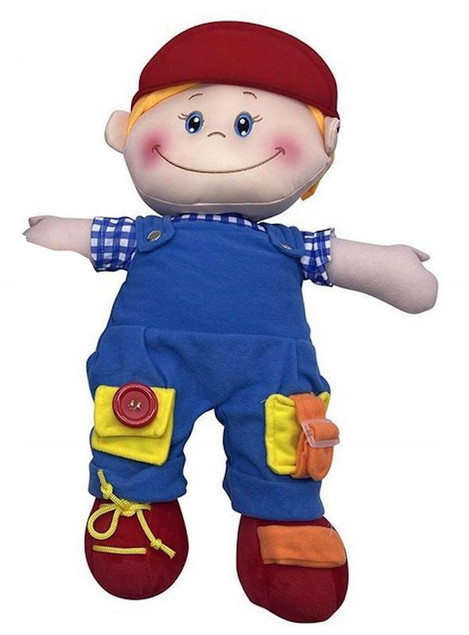 Lalka Szmaciana ASKATO 46cm Przytulanka Edukacyjna Nauka Ubierania