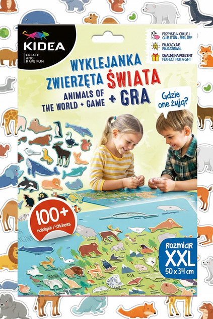 WYKLEJANKA ZWIERZĘTA ŚWIATA + GRA GDZIE ONE ŻYJĄ KIDEA