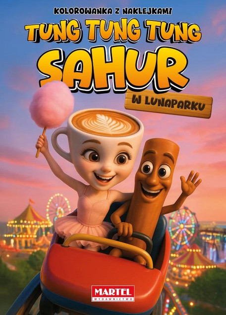 Kolorowanka z Naklejkami TUNG TUNG SAHUR w Lunaparku Martel