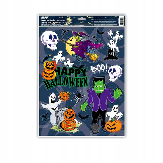 NAKLEJKA OKIENNA HALLOWEEN BROKAT 30x42cm MIX 1szt