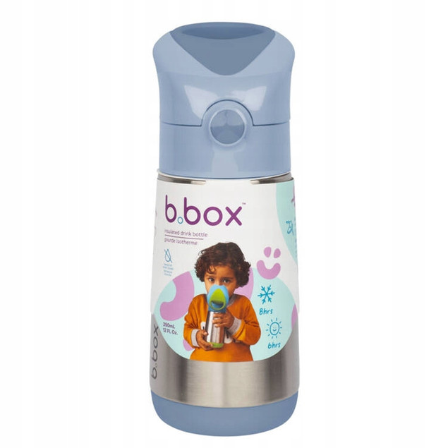 Bidon Termiczny B.Box 350 ml ze Słomką Niebieski – Stalowy, Bez BPA