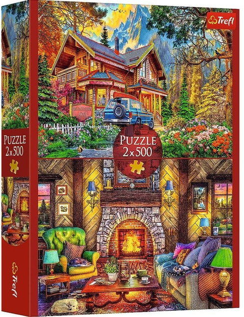 Puzzle Trefl 2x500 elementów Wycieczka w Góry 37534 - Dwie Układanki 2w1