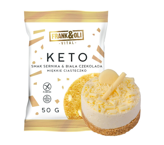FRANK&OLI Ciastko Miękkie Keto SERNIK BIAŁA CZEKOLADA Bez Cukru 50g