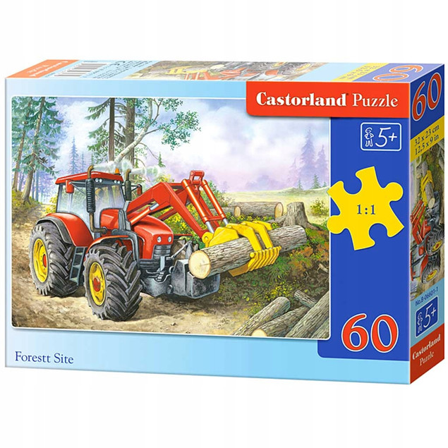 Puzzle 60 Układanka Dla Dzieci Auto Traktor Maszyna Las Wycinka 5+ Castor