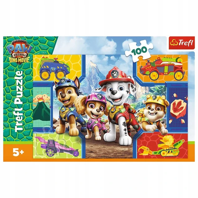 Puzzle Trefl 100 elementów Psi Patrol Psiaki i dinozaury szczegóły