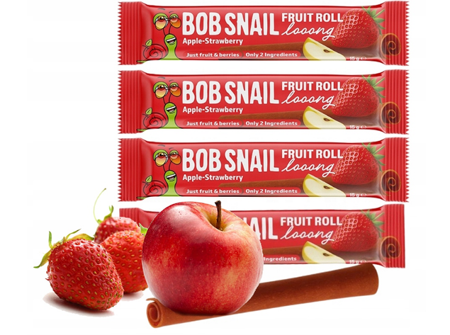 BOB SNAIL Przekąska Fruit Roll Looong JABŁKO TRUSKAWKA 15 g x4