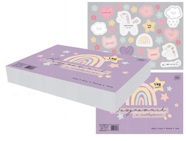 Blok Rysunkowy A4 Interdruk Sweet 200 Kartek 80g/m² z Naklejkami dla Dzieci
