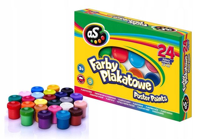 Farby plakatowe szkoleniowe Astra - 24 kolory, 20 ml