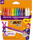 BIC KIDS Magic Flamastry Mazaki Pisaki Magiczne z WYMAZYWACZEM 12 Kolorów