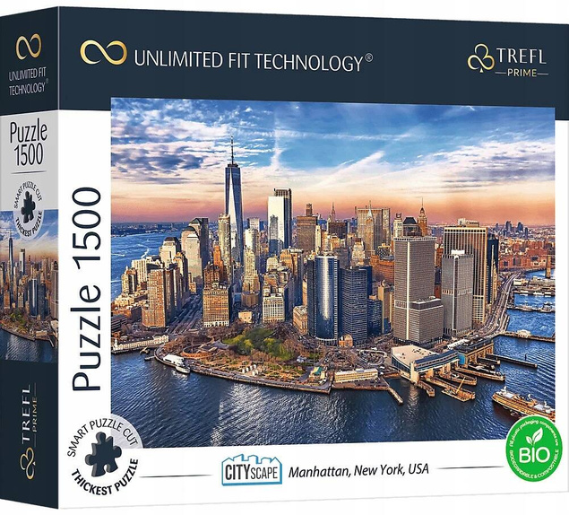 PUZZLE 1500 UFT NOWY JORK MANHATTAN ŚWIAT MIASTO KRAJOBRAZ WODA TREFL