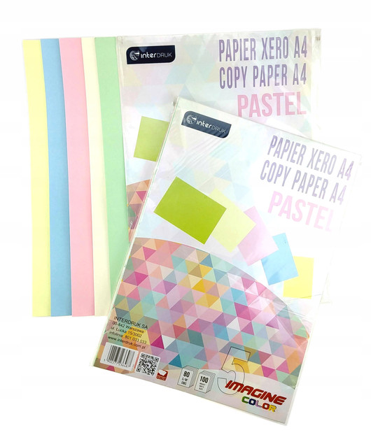 Papier Biurowy Xero A4 20 Kartek Po 5 Kolorów Pastelowych Interdruk