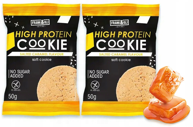 FRANK&OLI Ciastko Proteinowe SŁONY KARMEL Miękkie Bez Cukru 50g x2