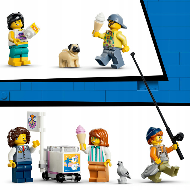 LEGO City 60506 Tramwaj przy plaży – Zestaw klocków z minifigurkami i zwierzętami