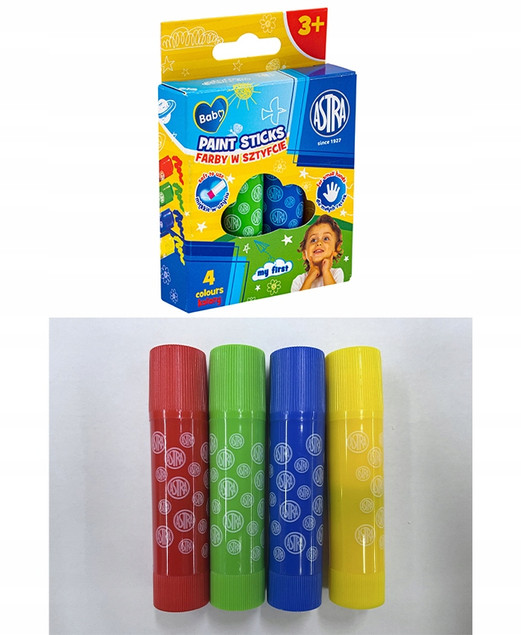 Farby w sztyfcie okrągłe 4kol Jumbo Baby ASTRA