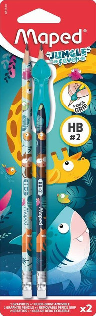 MAPED ZESTAW Ołówek Z Gumką 2 szt. HB + Nakładka Ergonomiczna Do Pisania