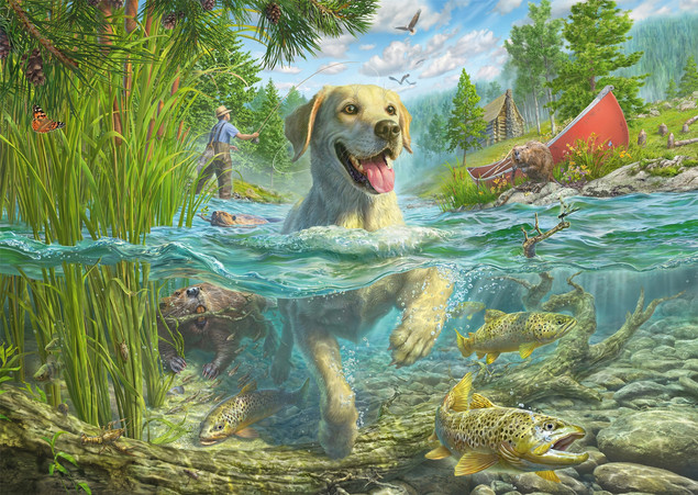 Puzzle Schmidt Spiele 1000 el. Mark Fredrickson: Labrador na rybach | Premium Quality