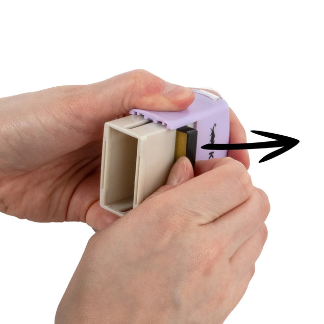 Stempel do tkanin z literkami KIDEA – fioletowy i beżowy, 0,1 kg
