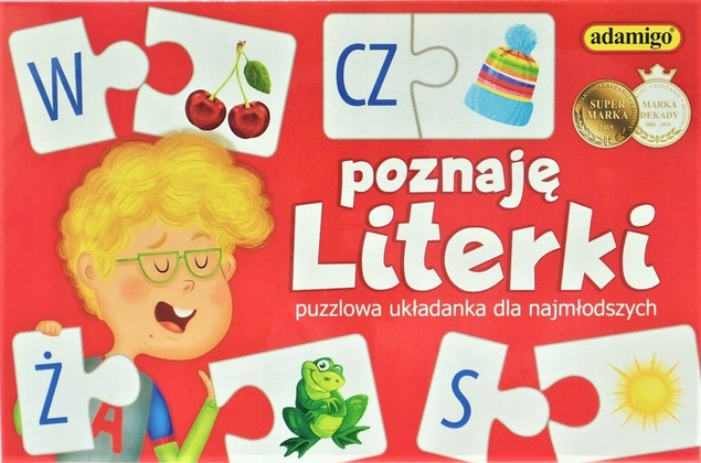 Gra Edukacyjna Adamigo Poznaję Literki Alfabet Puzzle dla Dzieci 4+