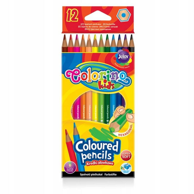 Kredki ołówkowe 12 kol. Hexagonalne Colorino