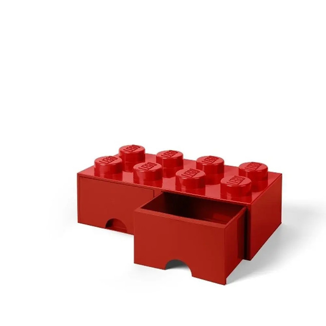 Pojemnik LEGO Czerwony Klocek 8 z 2 Szufladami 50x25x18 cm Organizer na Klocki