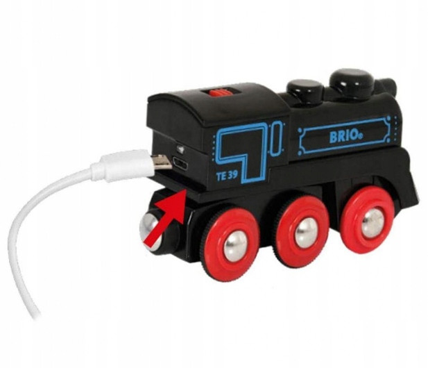 Zabawka Brio Pociąg z akumulatorem i kablem USB dla kolejek dziecięcych