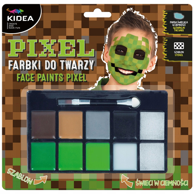 Farby do twarzy 8 kolorów z akcesoriami Pixel