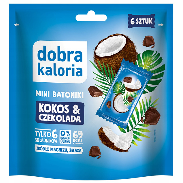 DOBRA KALORIA Fit Zdrowe Mini Batoniki Kokos i Czekolada Bez Cukru 6szt