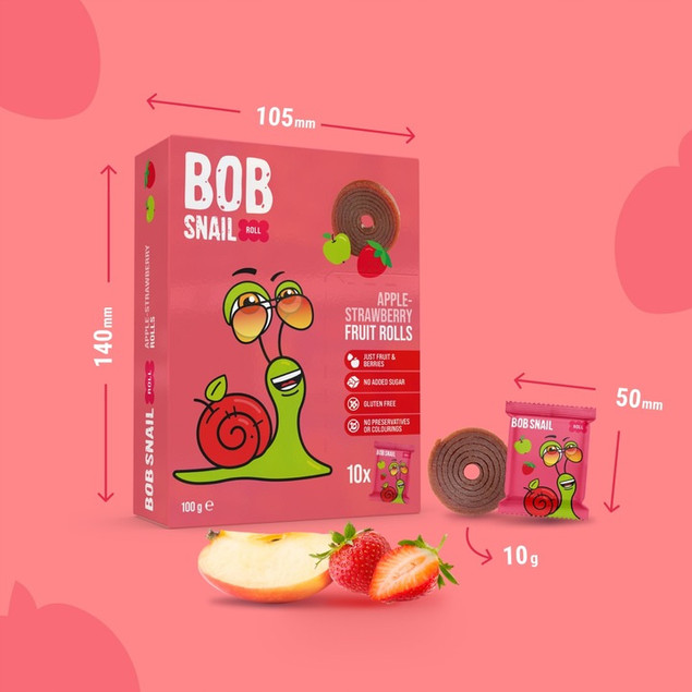 3x Przekąska Owocowa Jabłko Truskawka Bez Cukrów 100g BOB SNAIL