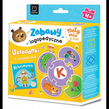 Mały Miś to Lubi! Zabawy Logopedyczne Anna Podgórska – Układanki + Książeczka