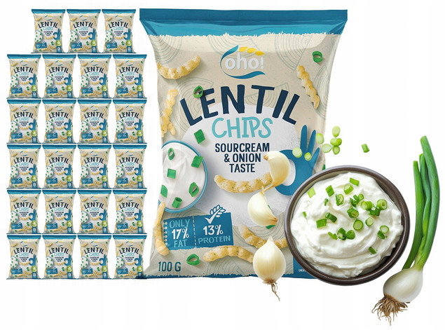 Chipsy z czerwonej soczewicy śmietana cebula 100g