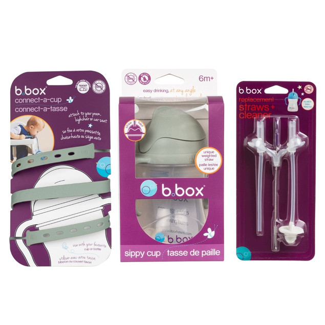 Bidon ze Słomką b.box 3W1 240 ml Sage + Smycz + Zapasowe Słomki