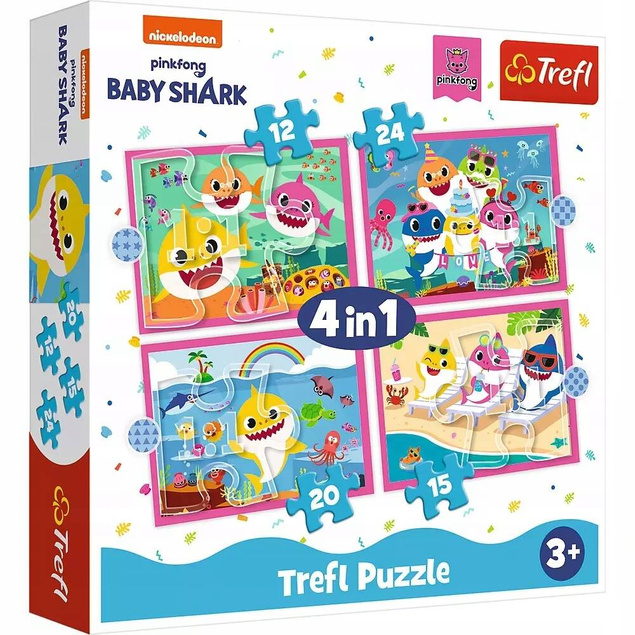 Puzzle 4w1 Układanka BABY SHARK Rodzina Rekinów 4+ Trefl 34378