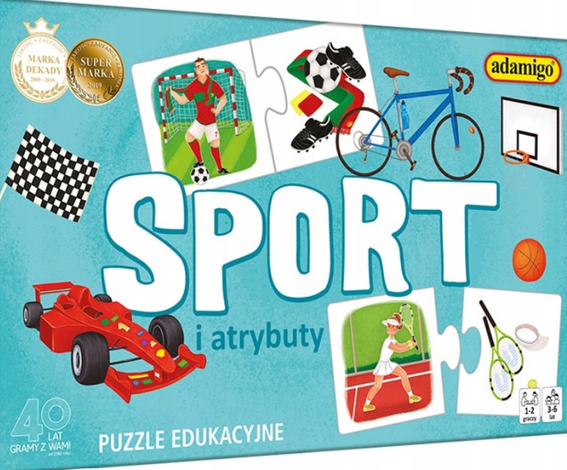 Adamigo Gra Edukacyjna Puzzle "Sport i Atrybuty" 24 elementy