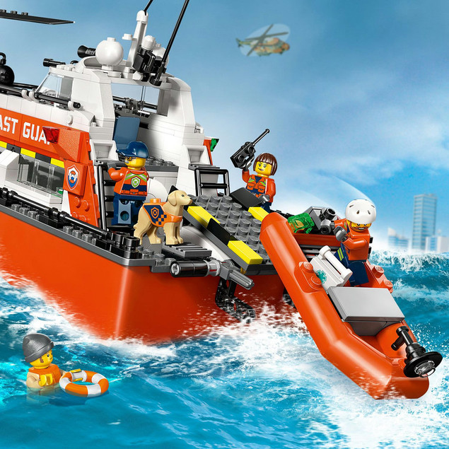 LEGO City 60504 Łódź Ratunkowa i Helikopter Straży Przybrzeżnej - Zestaw Akcji