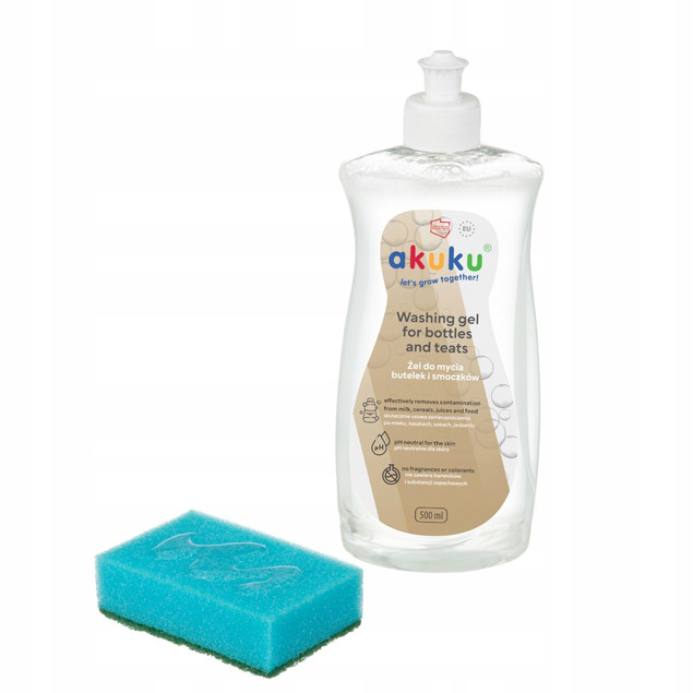 AKUKU Żel Do Mycia BUTELEK i SMOCZKÓW Płyn HIPOALERGICZNY z Pompką 500ml
