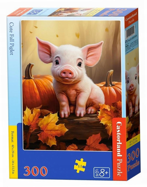 Puzzle 300 Układanka ŚWINKA Zwierzęta Dynia JESIEŃ Liście 8+ Castorland