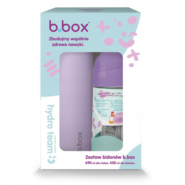 b.box Zestaw Butelek: Bidon Ze Słomką 450ml + Termiczna 690ml