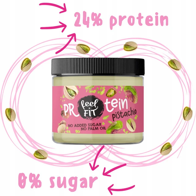 Feel Fit Protein Pistachio - krem proteinowy 24%, bez dodatku cukru 200 ml