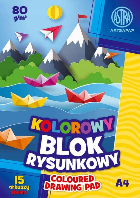 Blok rysunkowy barwiony w masie A4 80g 15k wielokolorowy Astra