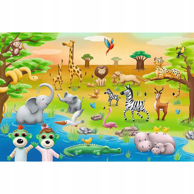 Puzzle Trefl 24 elementów Safari - Bobaski / KAZSTUDIO Bobaski i Miś