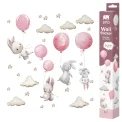 NAKLEJKI NA ŚCIANĘ DO POKOJU DZIECKA NA MEBLE KRÓLICZKI BALONY RÓŻOWE