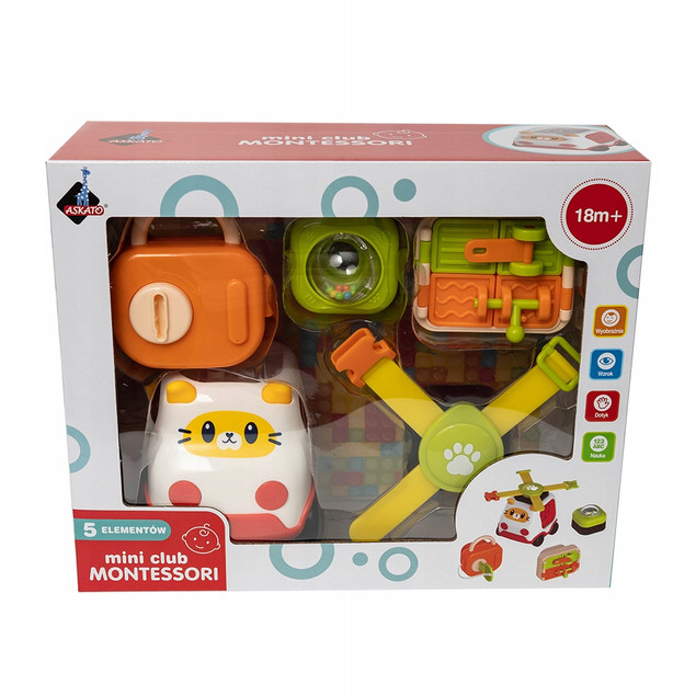 MINI KLUB Montessori Autko Sensoryczne – Zabawka Edukacyjna dla Malucha 18M+